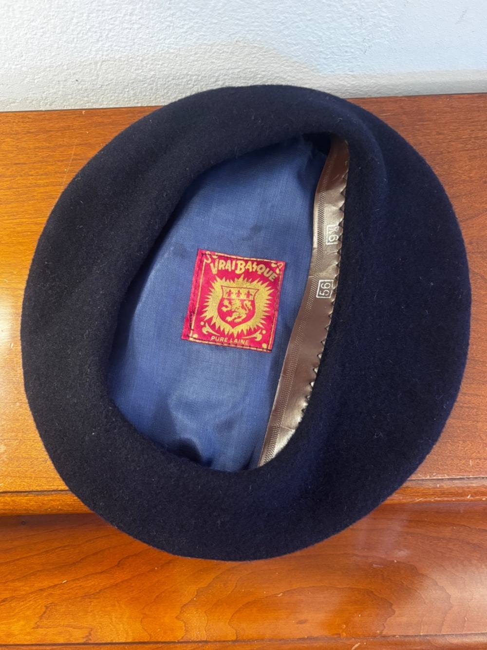 Authentic Laulhere Vrai Basque French Wool Beret Pure Laine Made in France Navy